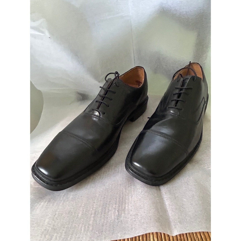 DRESSPORTS Engineered by Rockport Black Leather Square Toe Dress Shoes‎